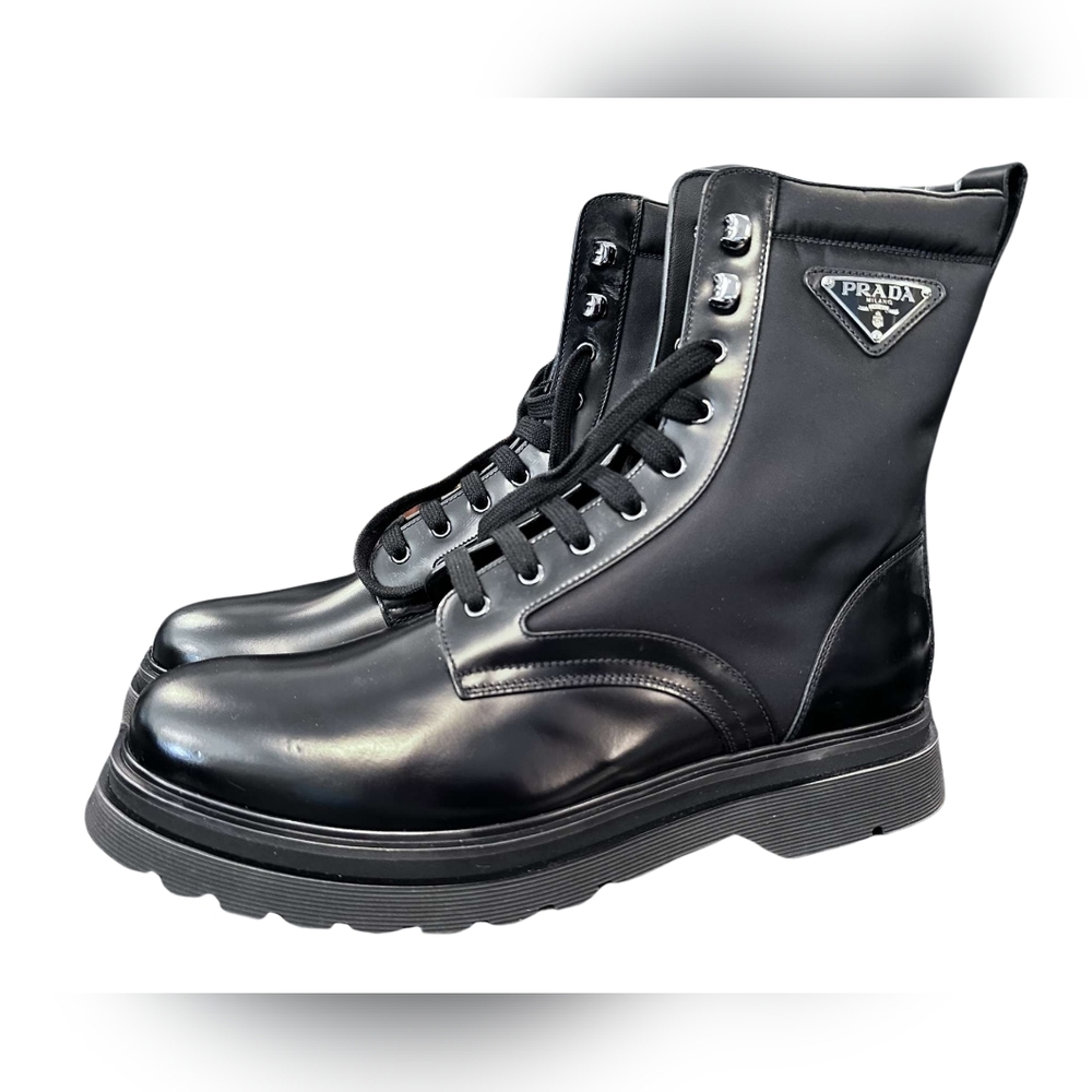 NWOT âšPRADA Leather and Nylon Boots - IT 11.5, Black